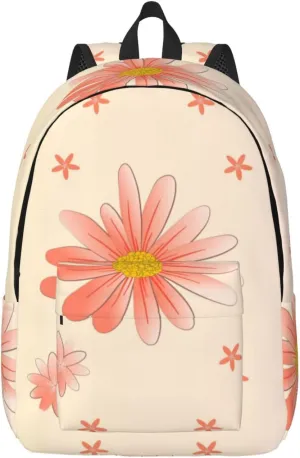 Stylish Canvas Casual Lightweight Backpack For Men, Women,Cartoon Chrysanthemum Laptop Travel Rucksack, Medium