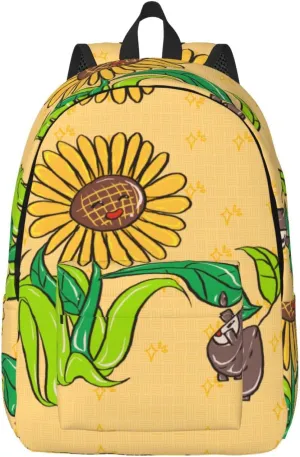 Stylish Canvas Casual Lightweight Backpack For Men, Women,Sunflower Seeds And Sunflowers Laptop Travel Rucksack, Medium