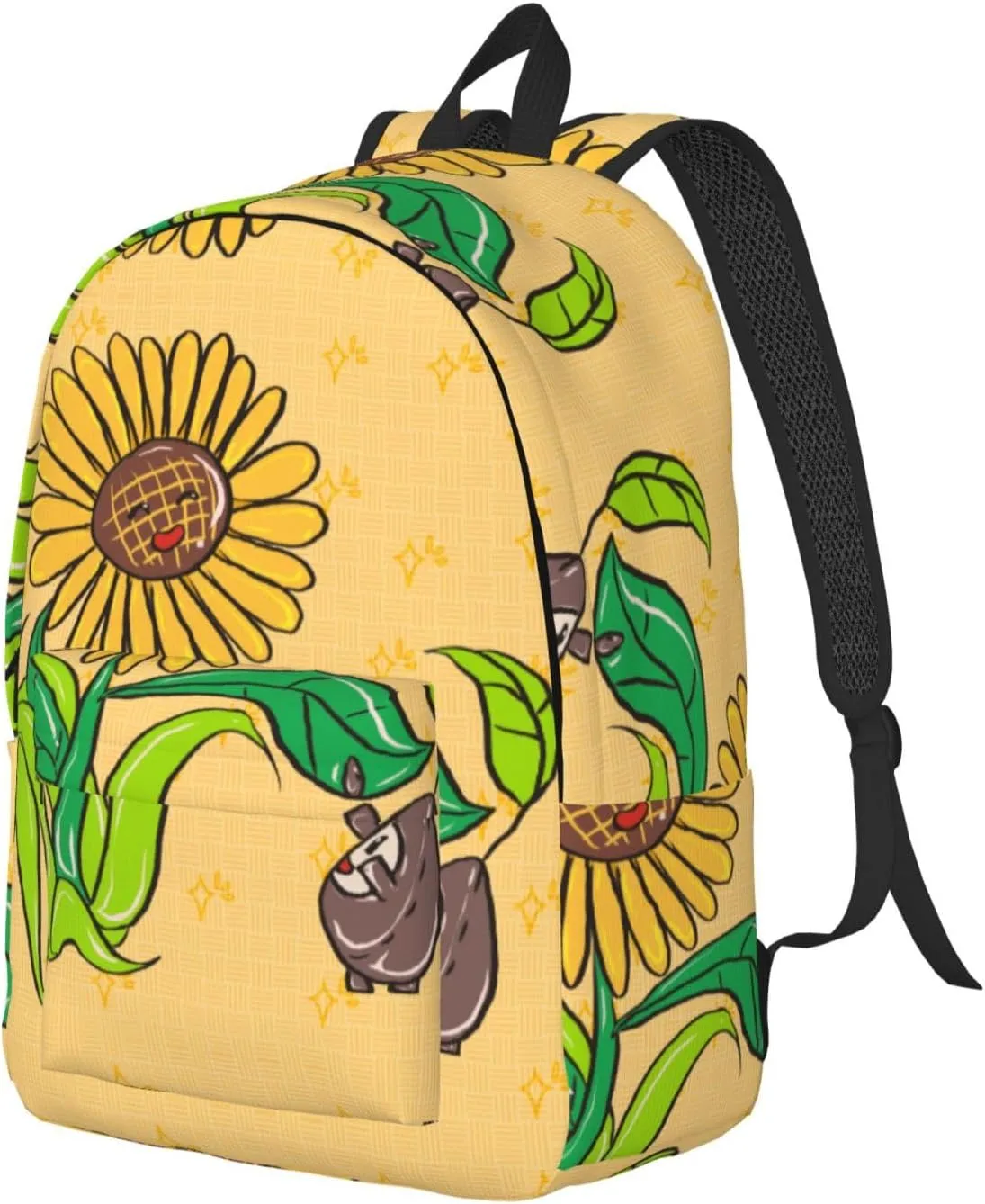 Stylish Canvas Casual Lightweight Backpack For Men, Women,Sunflower Seeds And Sunflowers Laptop Travel Rucksack, Medium