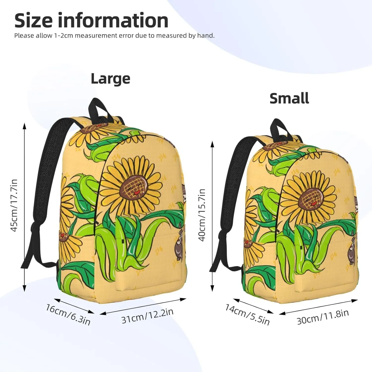 Stylish Canvas Casual Lightweight Backpack For Men, Women,Sunflower Seeds And Sunflowers Laptop Travel Rucksack, Medium