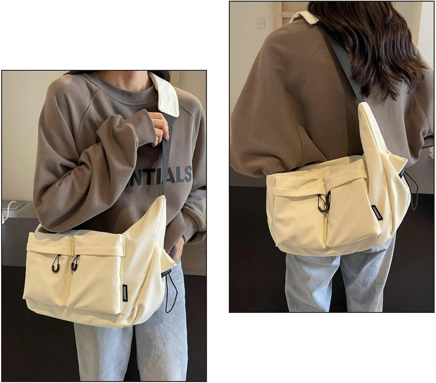 Stylish Canvas Crossbody Crescent Bag for Women, Medium Lightweight Hobo Bag