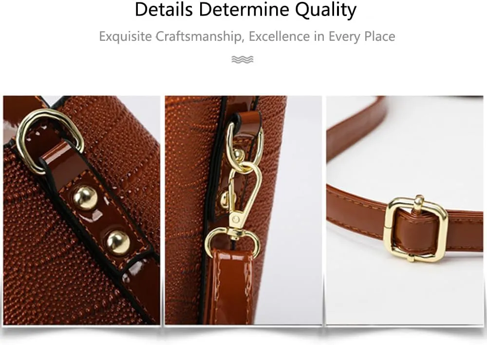 Stylish Red Leather Bucket Crossbody Bag for Women - Hobo Satchel Shoulder Purse