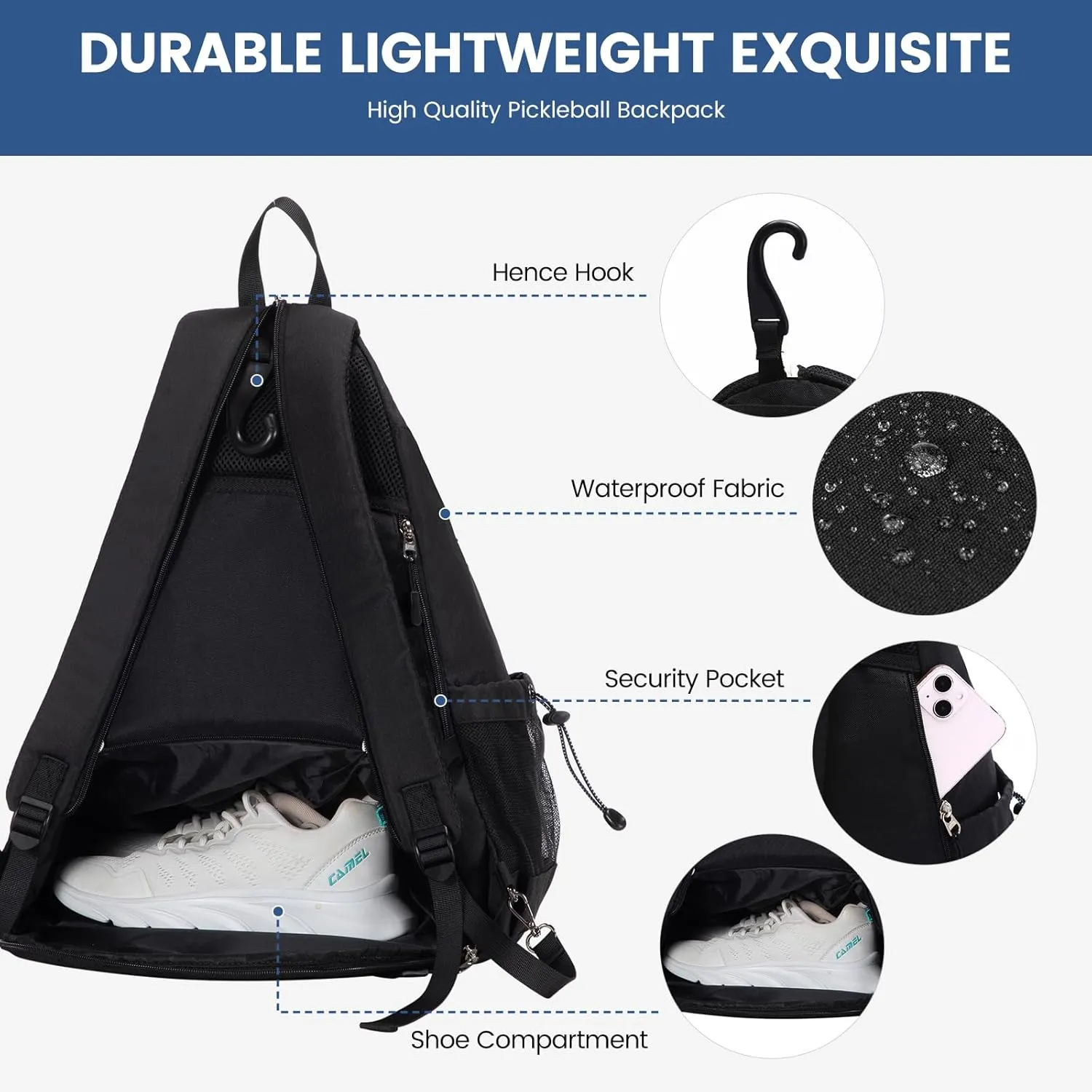 Sucipi Pickleball Bag Pickleball Backpack for Women Men Pickleball Paddle Backpack Reversible Pickleball Paddle Bag Pickleball Rackets Bags for Ladies