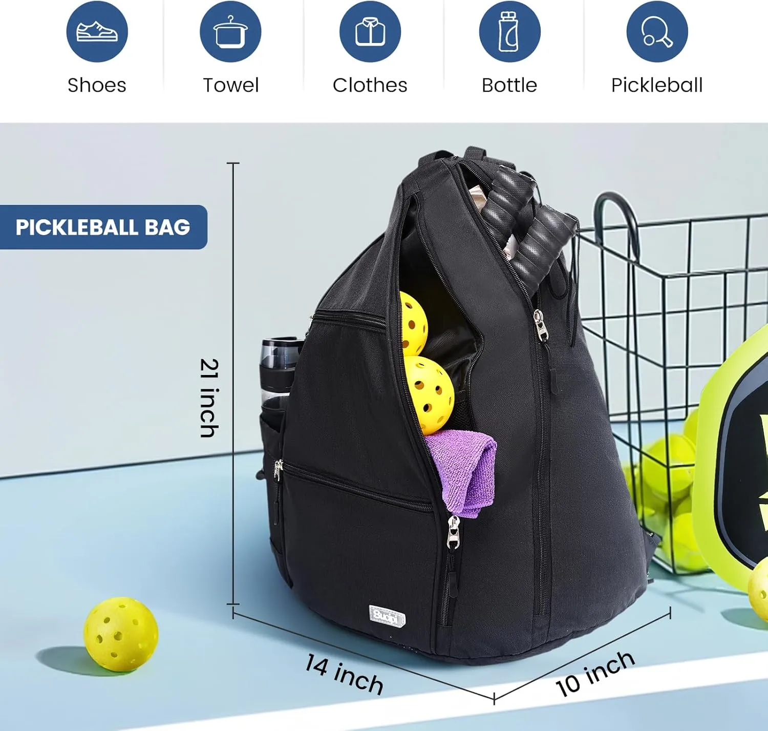 Sucipi Pickleball Bag Pickleball Backpack for Women Men Pickleball Paddle Backpack Reversible Pickleball Paddle Bag Pickleball Rackets Bags for Ladies
