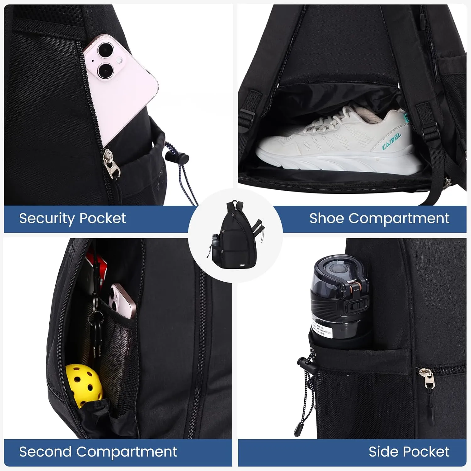 Sucipi Pickleball Bag Pickleball Backpack for Women Men Pickleball Paddle Backpack Reversible Pickleball Paddle Bag Pickleball Rackets Bags for Ladies