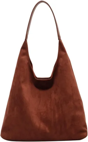 Suede Bag for Women, Leather Vintage Shoulder Hobo Bag, Fashion Slouchy Tote Bag, Soft Crossbody Purse Handbags Trendy