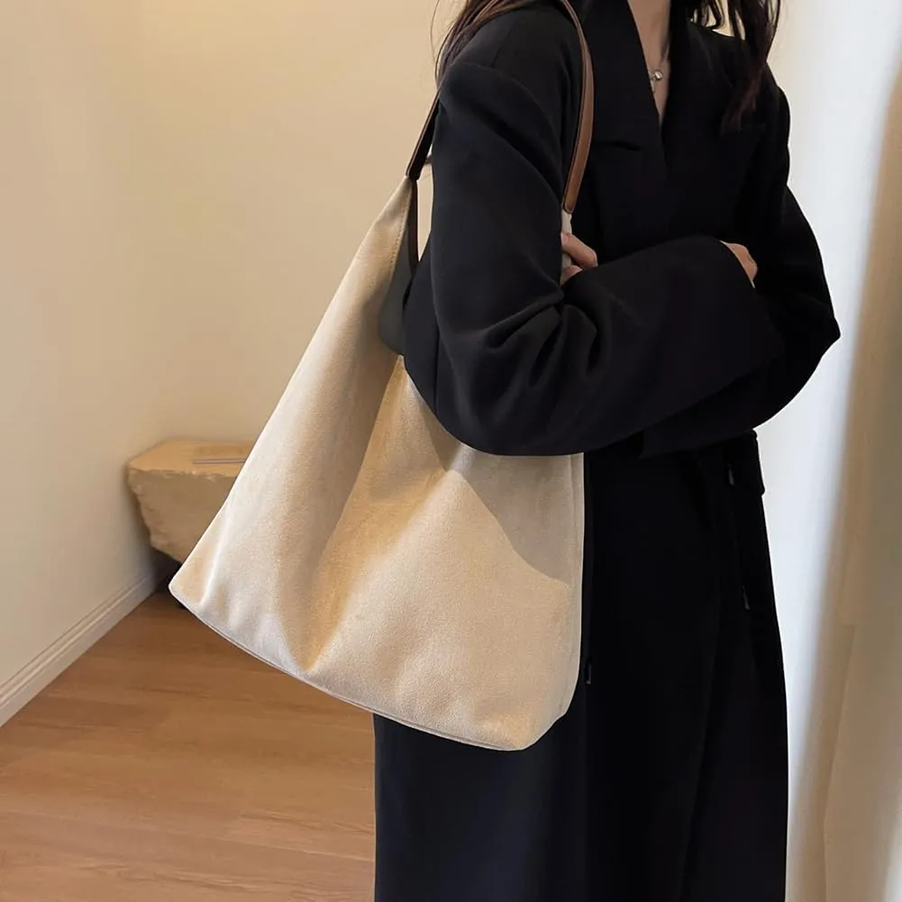 Suede Bag for Women, Vintage Shoulder Hobo Bag, Fashion Slouchy Tote Bag, Soft Crossbody Purse Handbags Trendy