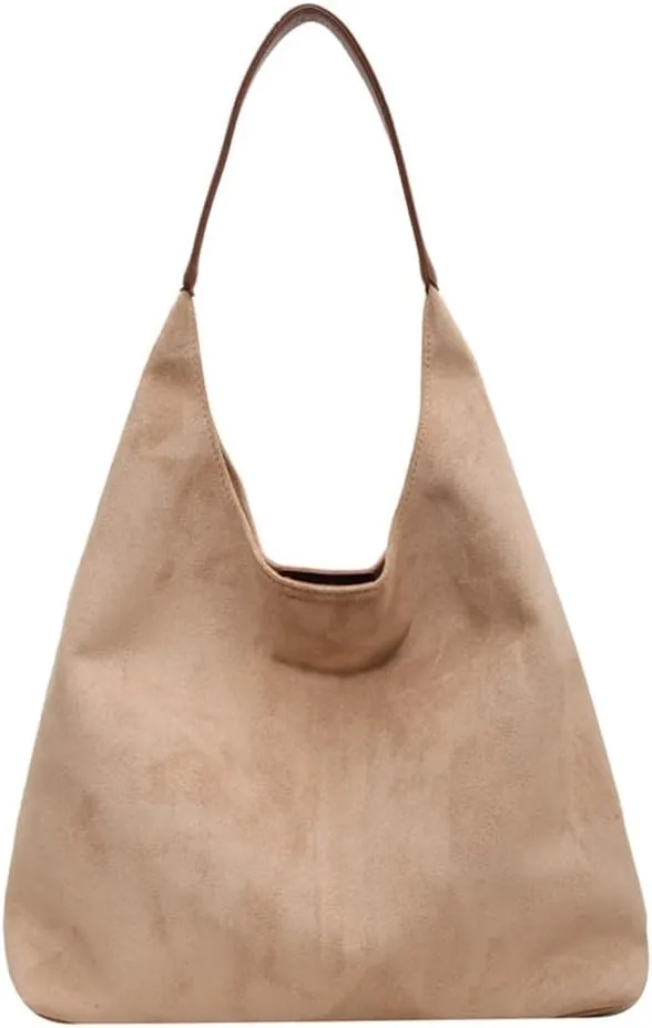 Suede Bag for Women, Vintage Shoulder Hobo Bag, Fashion Slouchy Tote Bag, Soft Crossbody Purse Handbags Trendy