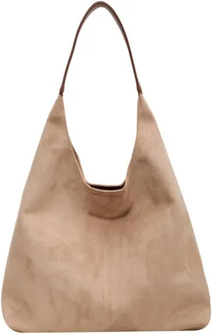 Suede Bag for Women, Vintage Shoulder Hobo Bag, Fashion Slouchy Tote Bag, Soft Crossbody Purse Handbags Trendy