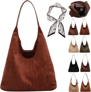 Suede Bag, Suede Tote Bag for Women, Retro Large Slouchy Hobo Bag, Brown Shoulder Handbags Bag, All-Match & Advanced