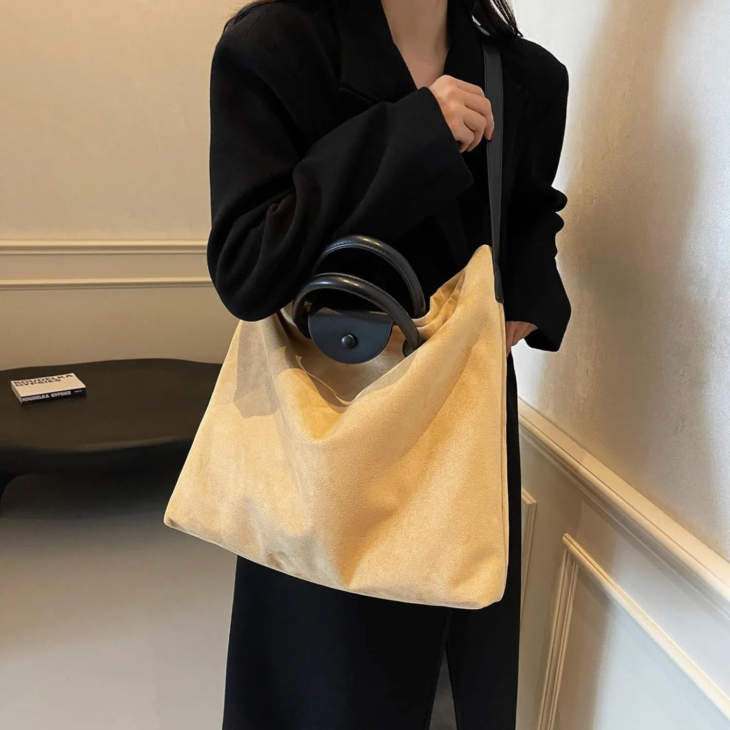 Suede Bags For Women Brown Suede Handbag Purse Large Suede Crossbody Tote Bag
