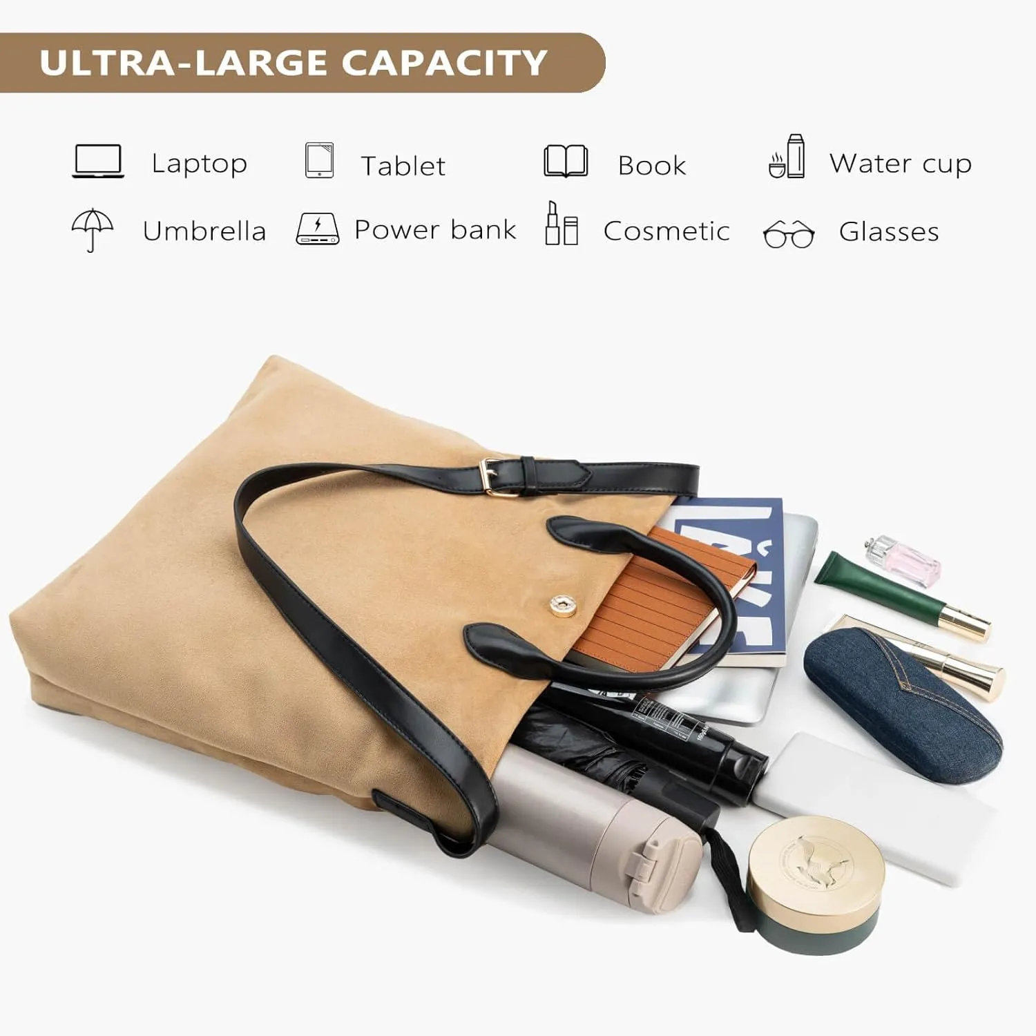 Suede Bags For Women Brown Suede Handbag Purse Large Suede Crossbody Tote Bag