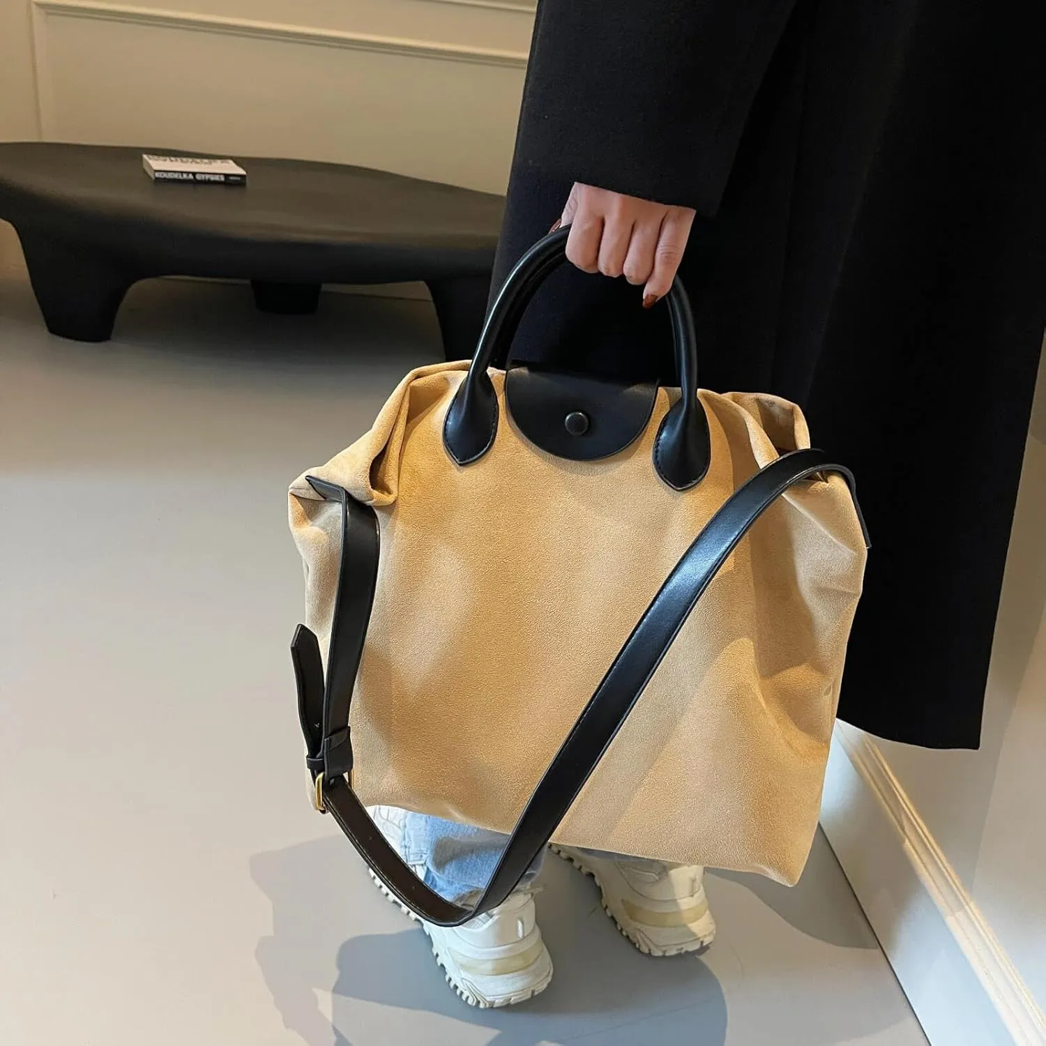 Suede Bags For Women Brown Suede Handbag Purse Large Suede Crossbody Tote Bag
