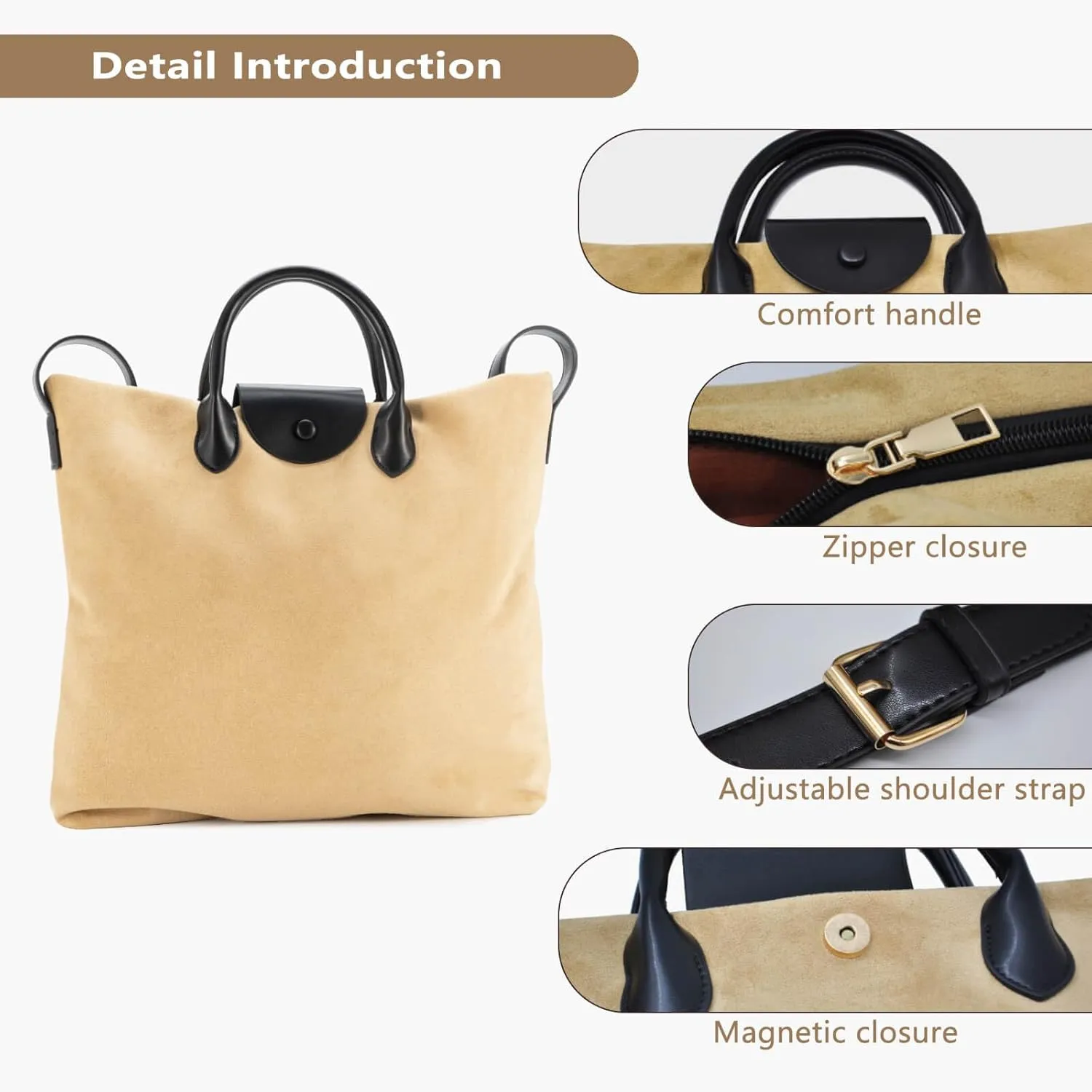 Suede Bags For Women Brown Suede Handbag Purse Large Suede Crossbody Tote Bag