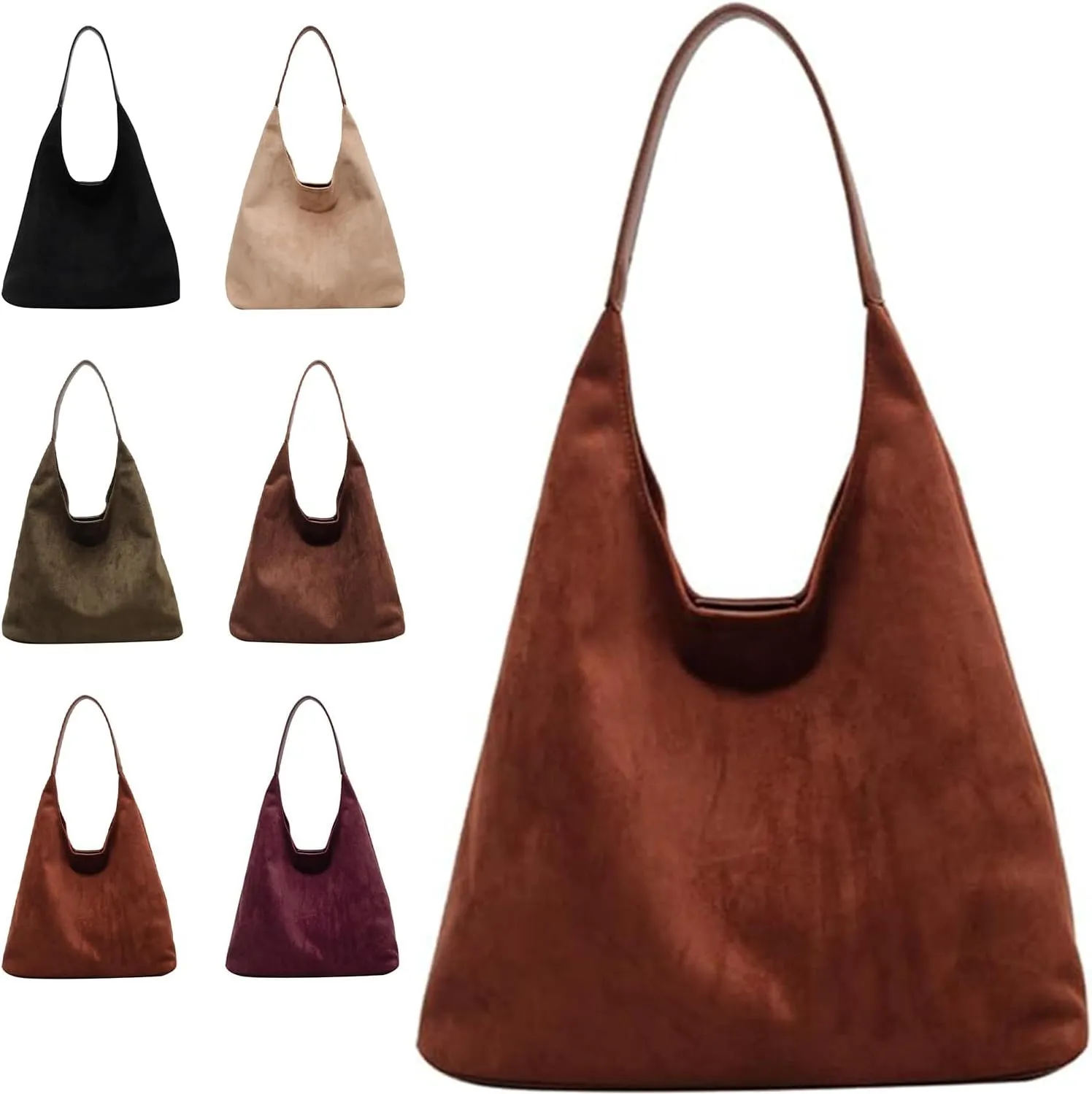 Suede Bucket Bag 2024 - Crossbody Hobo Shoulder Tote Handbag for Women Large Slouchy Purse Suede Handbags Collection