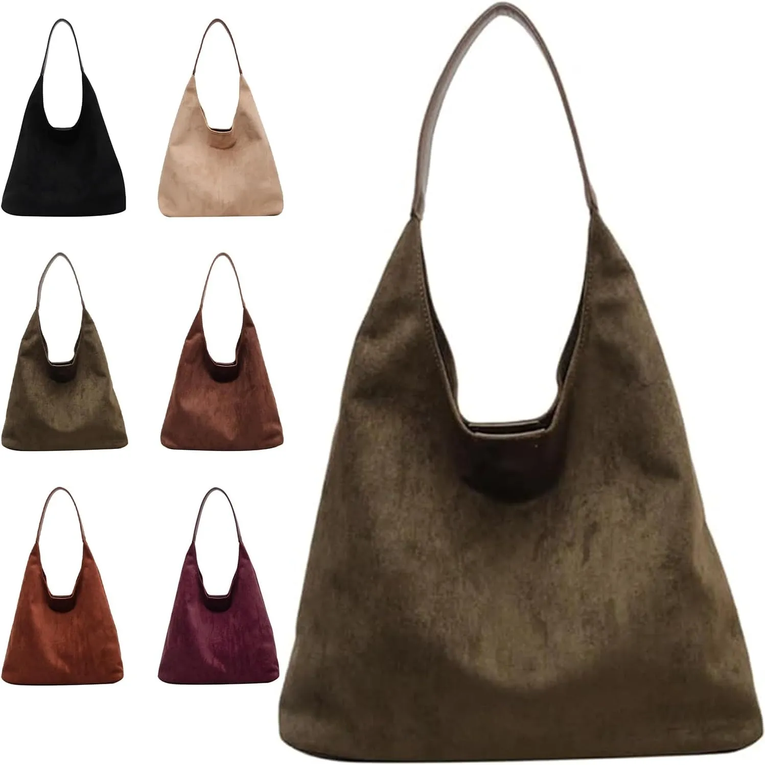Suede Bucket Bag 2024 - Crossbody Hobo Shoulder Tote Handbag for Women Large Slouchy Purse Suede Handbags Collection