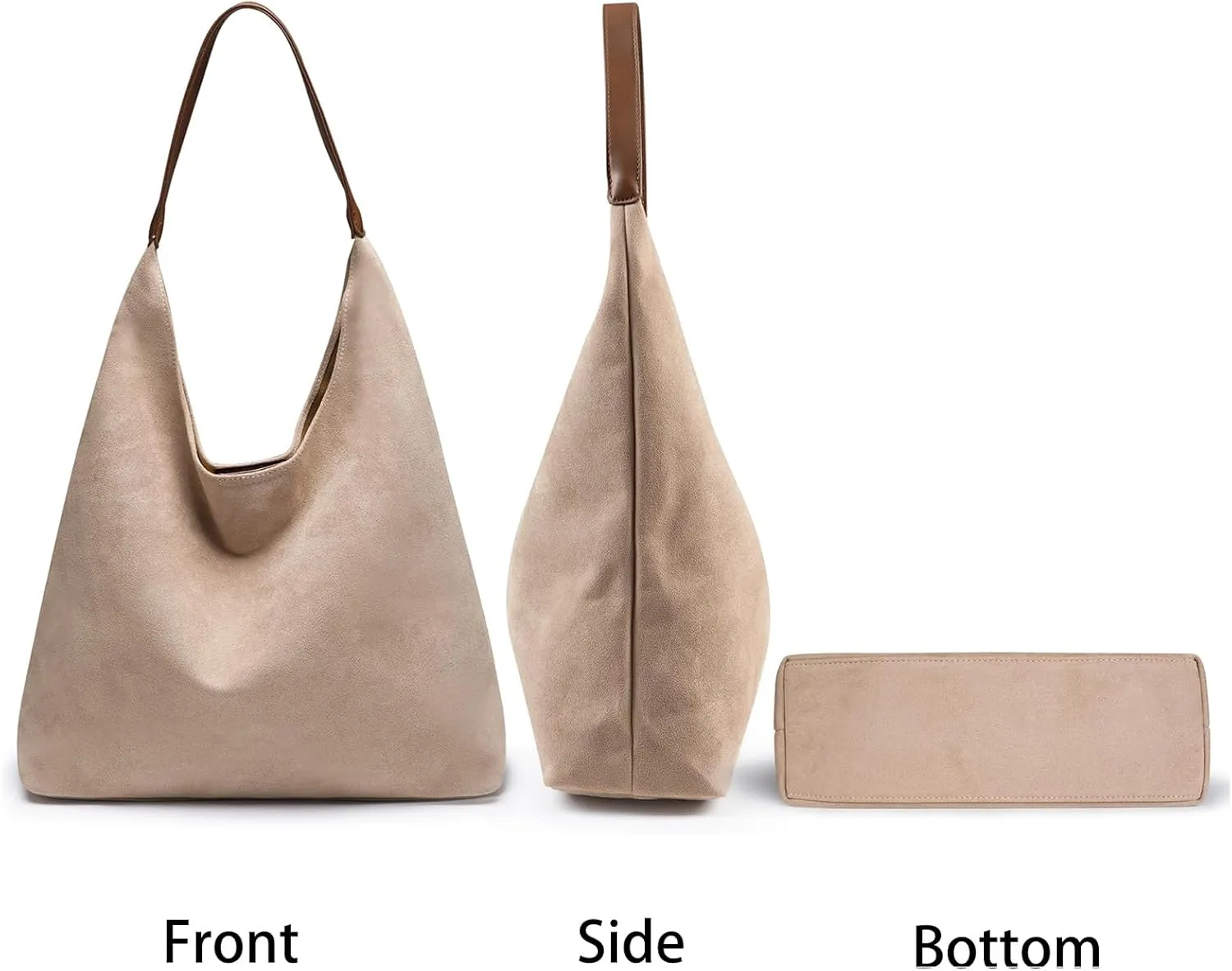 Suede Hobo Bag for Women 2 Pcs Purse Slouchy Faux Suede Tote Bag Leather Handbag