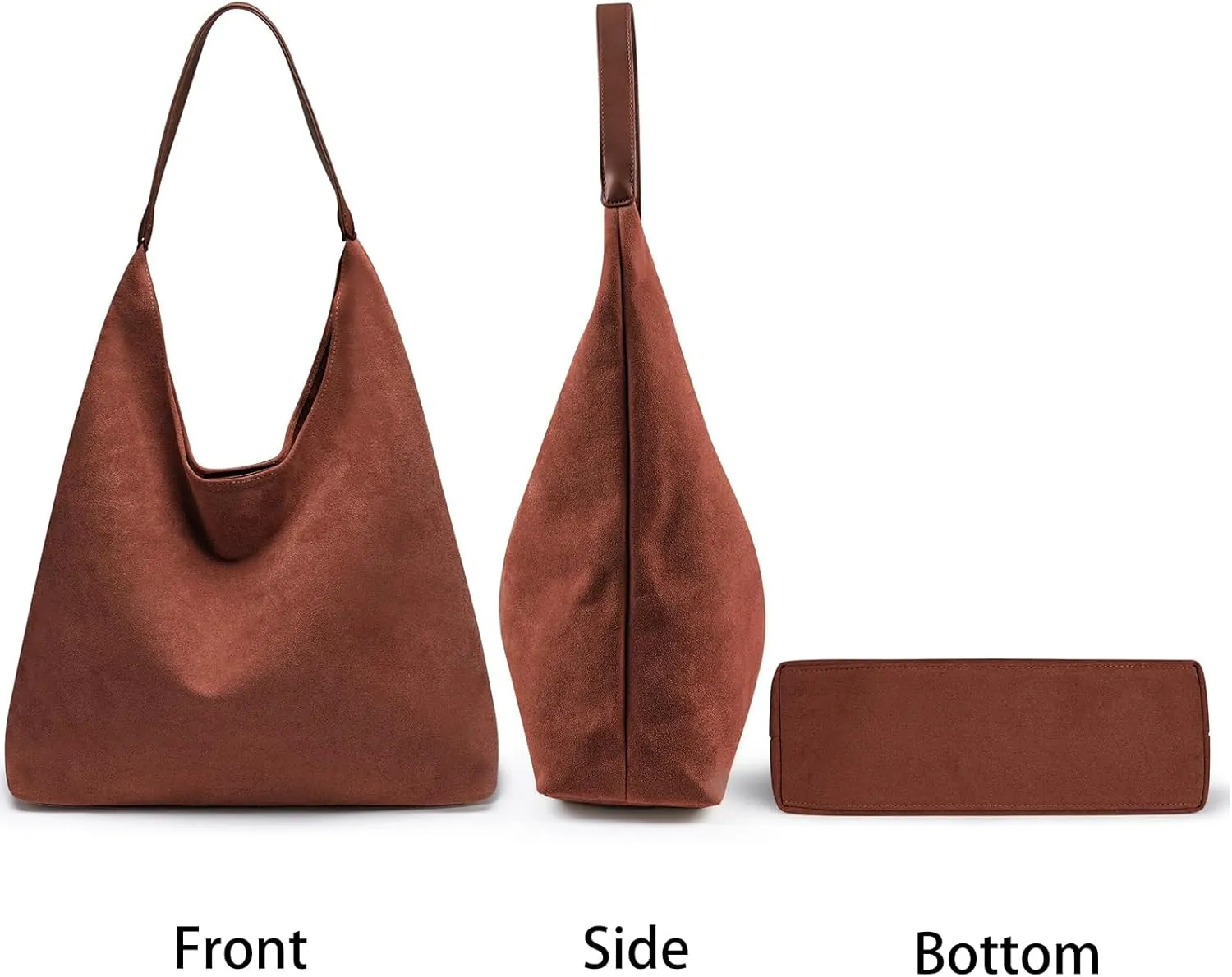 Suede Hobo Bag for Women 2 Pcs Purse Slouchy Faux Suede Tote Bag Leather Handbag