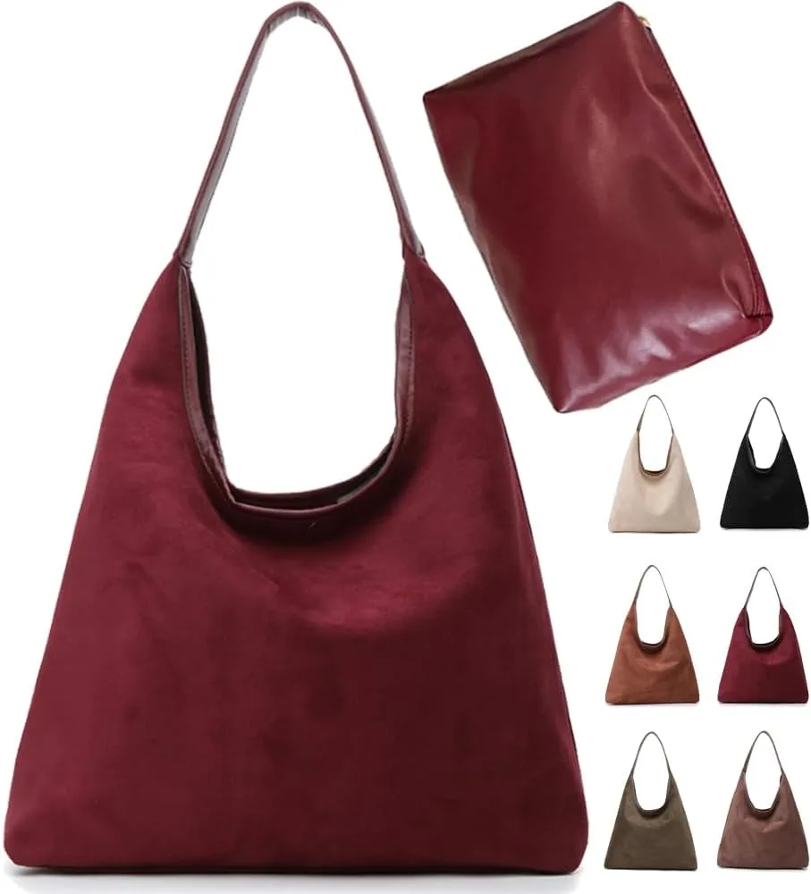Suede Hobo Bag for Women - Brown Retro Slouchy Purse - 2025 Upgrade New Fall Collection
