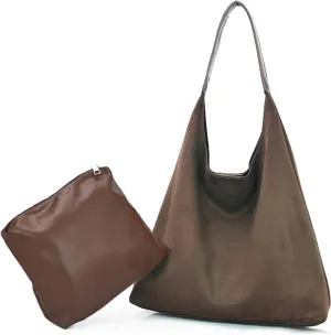 Suede Hobo Bag for Women-Suede Purse Slouchy Brown Tote Handbag, Large Shoulder bag for Travel and Work