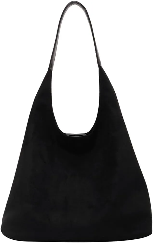 Suede Hobo Bag - Slouchy Tote for Travel, Shopping, Work - Brown Suede