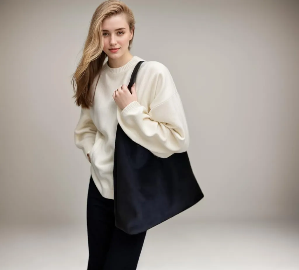Suede Hobo Bag - Slouchy Tote for Travel, Shopping, Work - Brown Suede