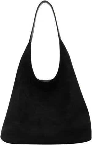 Suede Hobo Bag - Slouchy Tote for Travel, Shopping, Work - Brown Suede