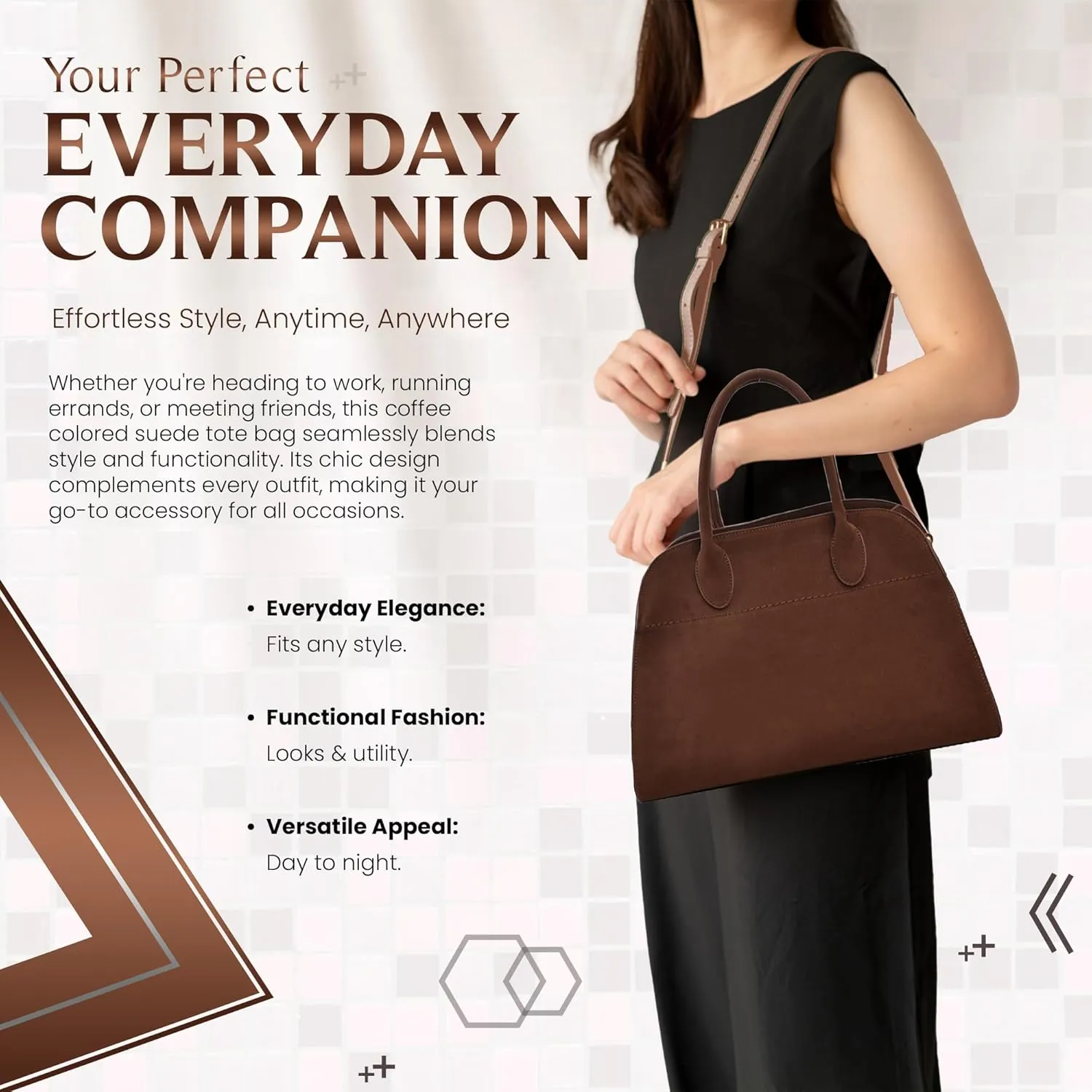 Suede Hobo Tote Bag for Women – Stylish Slouchy Handbag, Leather Work Bag, Women’s Handbags, Hobo Tote Bag for Travel&Office