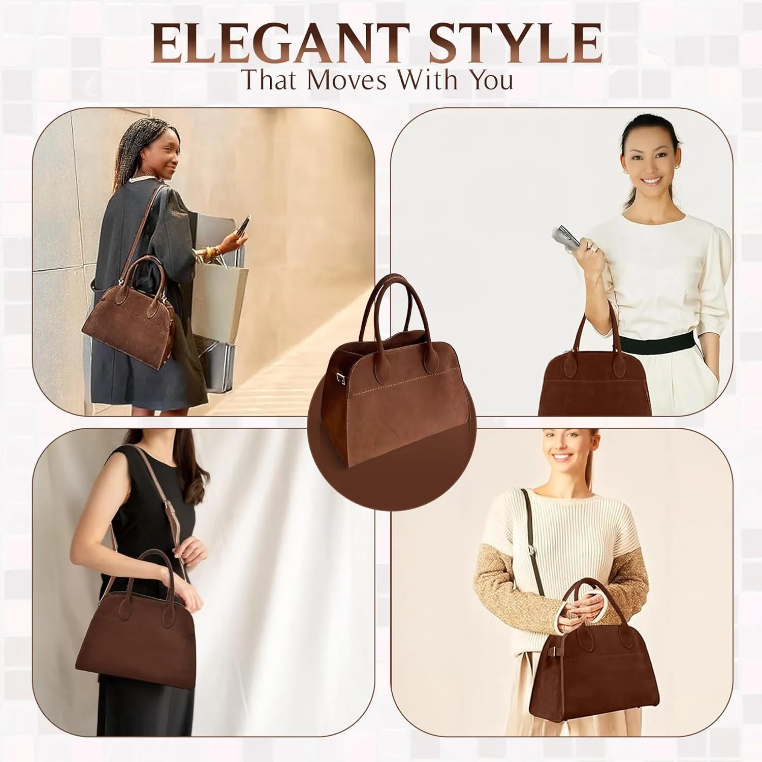 Suede Hobo Tote Bag for Women – Stylish Slouchy Handbag, Leather Work Bag, Women’s Handbags, Hobo Tote Bag for Travel&Office