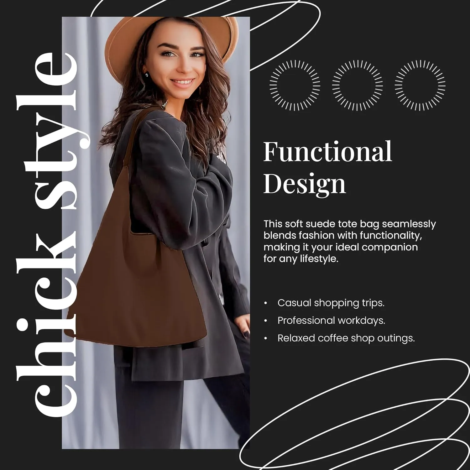 Suede Hobo Tote Bag for Women – Stylish Slouchy Handbag, Leather Work Bag, Women’s Handbags, Hobo Tote Bag for Travel&Office