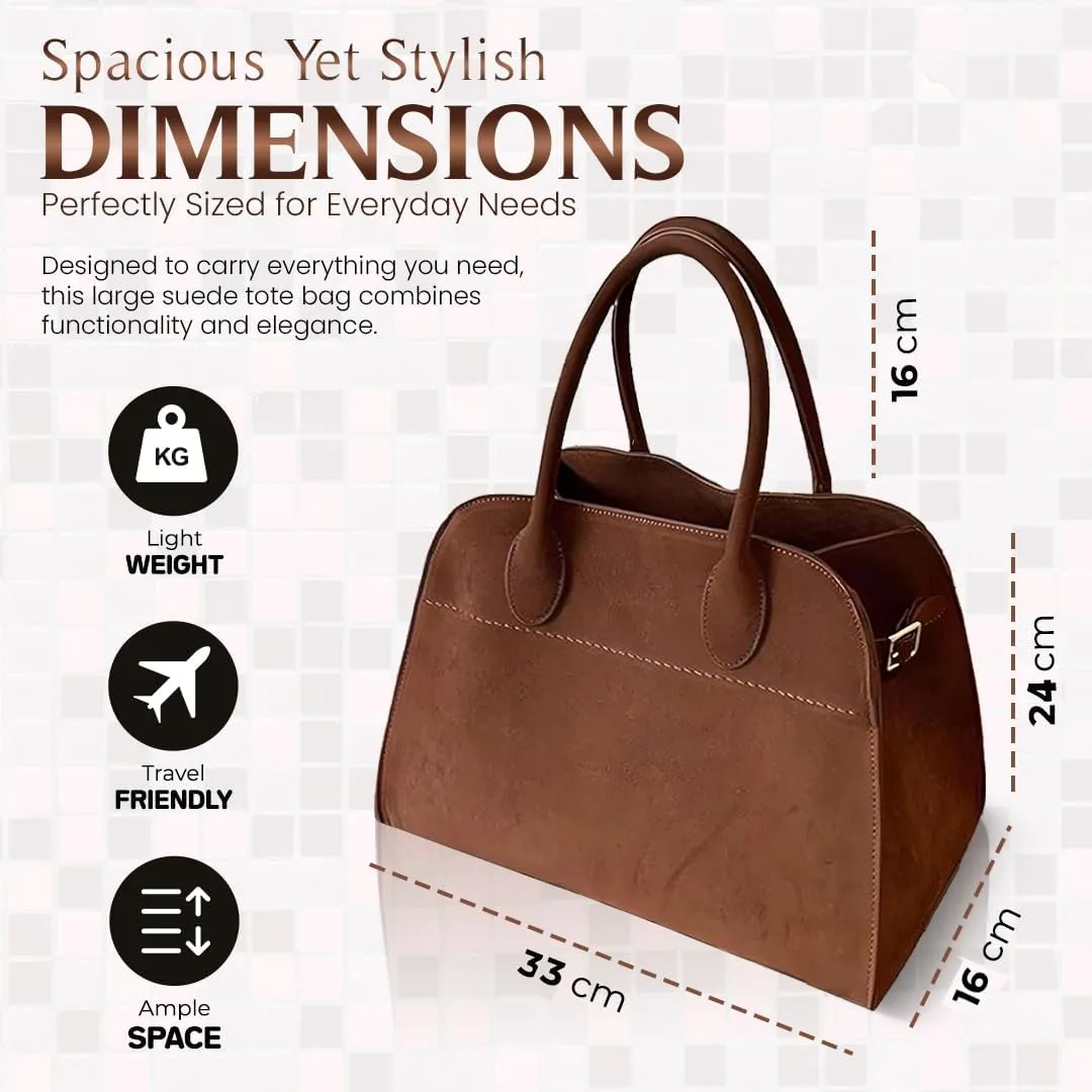 Suede Hobo Tote Bag for Women – Stylish Slouchy Handbag, Leather Work Bag, Women’s Handbags, Hobo Tote Bag for Travel&Office