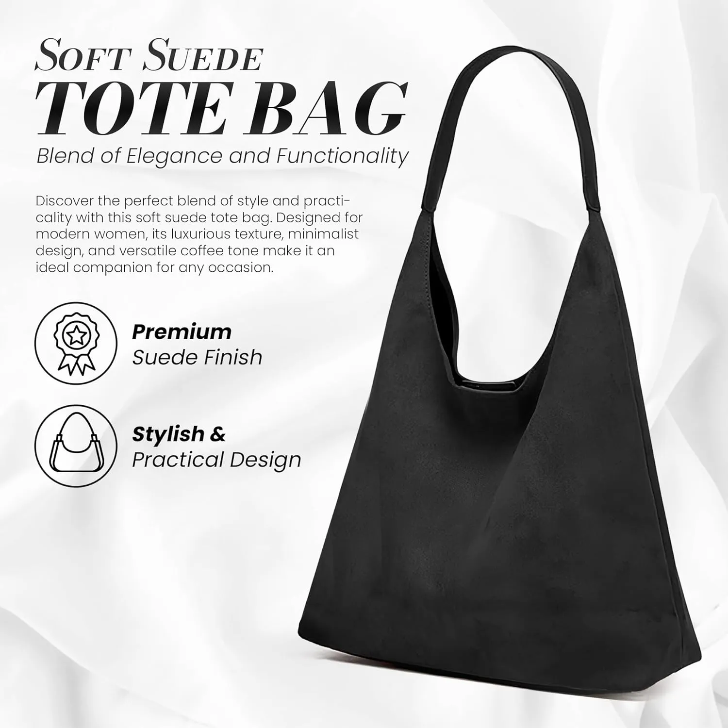 Suede Hobo Tote Bag for Women – Stylish Slouchy Handbag, Leather Work Bag, Women’s Handbags, Hobo Tote Bag for Travel&Office