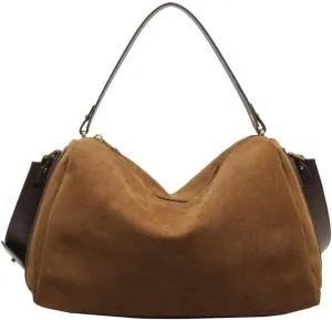 Suede Shoulder Crossbody Bag for Women Large Tote Purse Vintage Slouchy Top Handle Satchels Casual Working Handbag