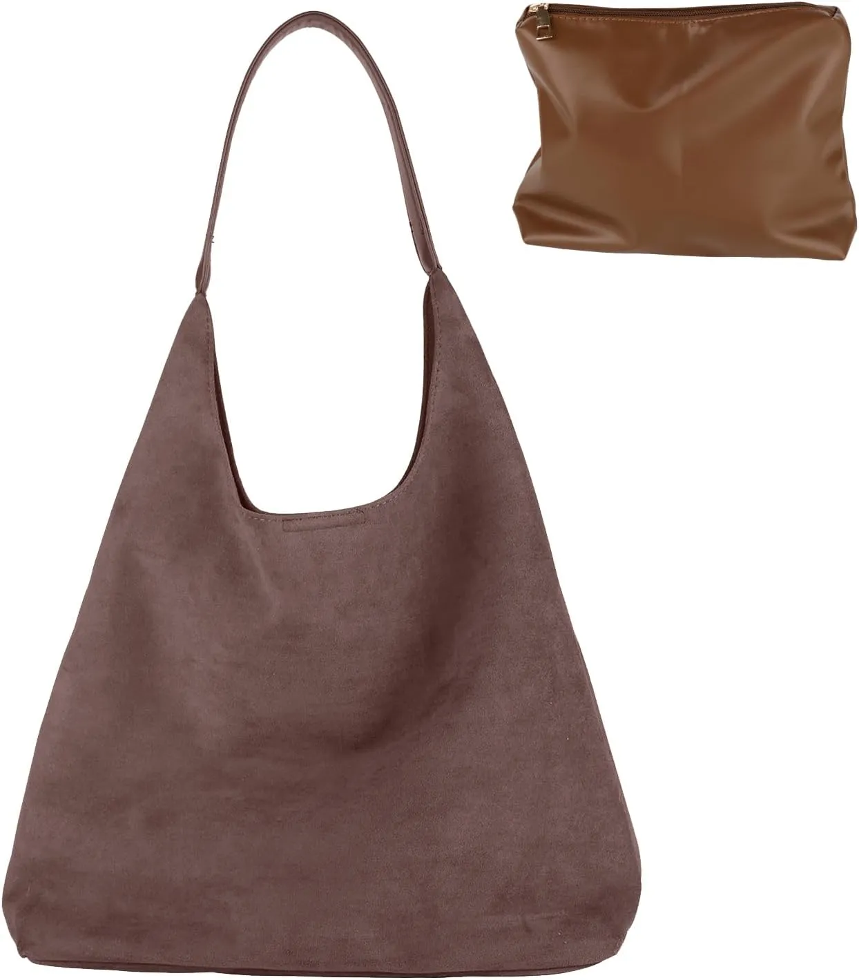 Suede Tote Bag, Brown Slouchy Suede Bags for Womens Tote Bag Work Purses Crescent Bag Suede Handbag Travel Winter Fall