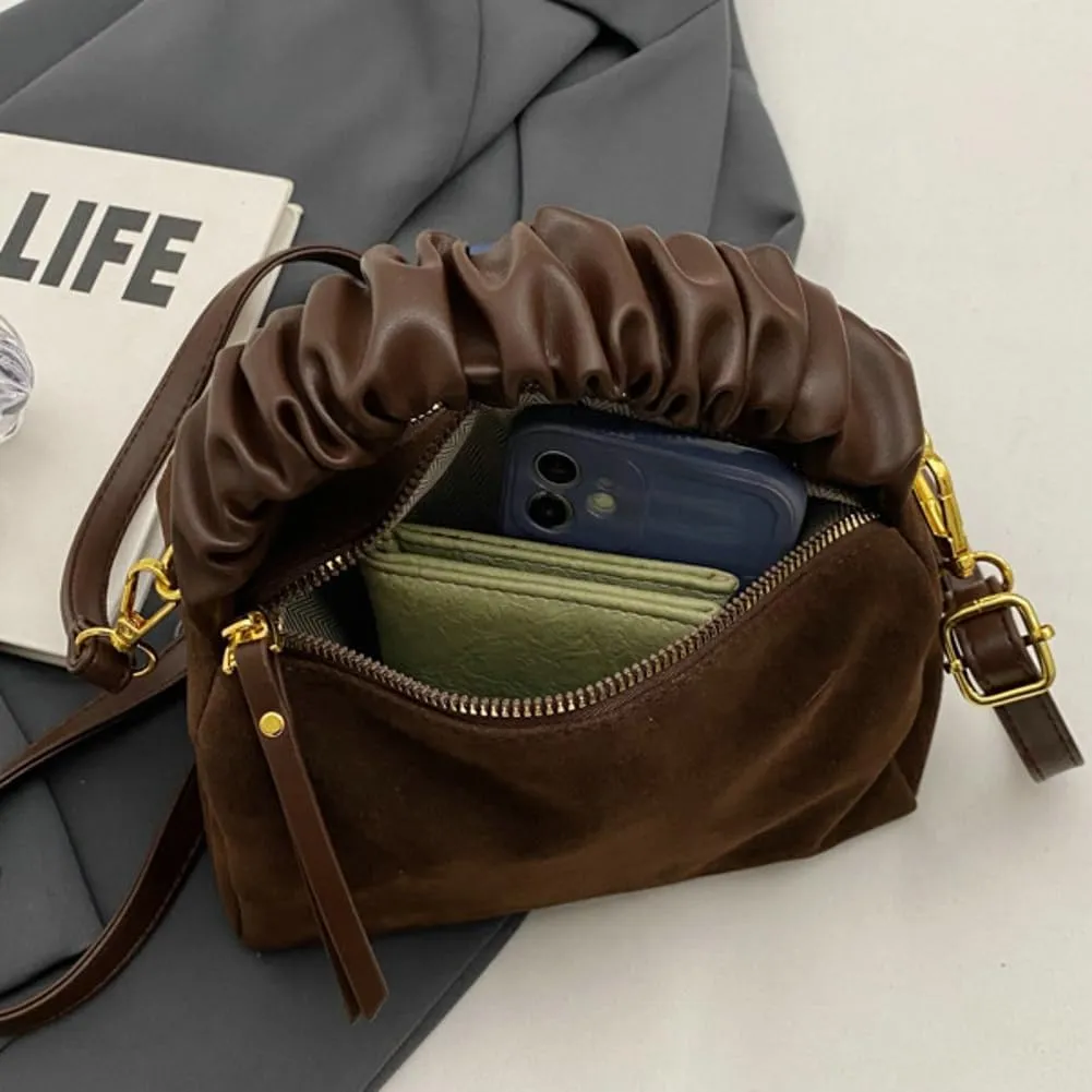Suede Tote Bag Crossbody Bag for Women Suede Shoulder Bag Handbag Vintage Brown Suede Bag Purse Faux Leather Satchel Bags