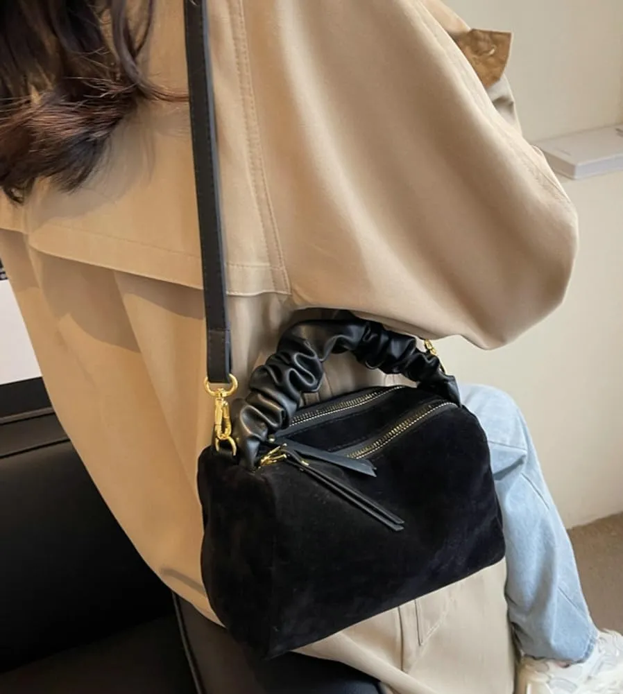 Suede Tote Bag Crossbody Bag for Women Suede Shoulder Bag Handbag Vintage Brown Suede Bag Purse Faux Leather Satchel Bags