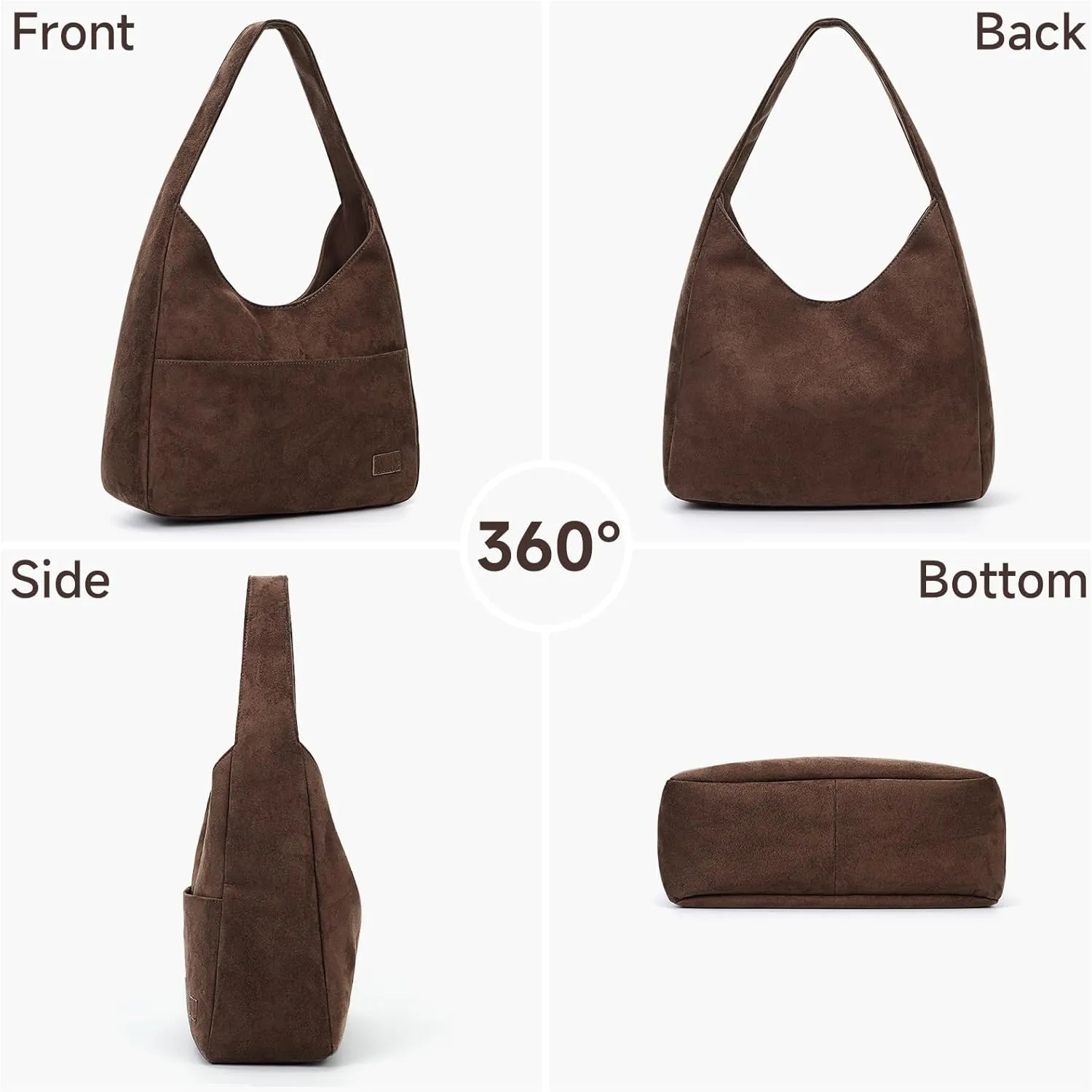 Suede Tote Bag for Women Brown Suede Bag 2024 Fall Suede Purse Slouchy Hobo Bag Work Tote Bag
