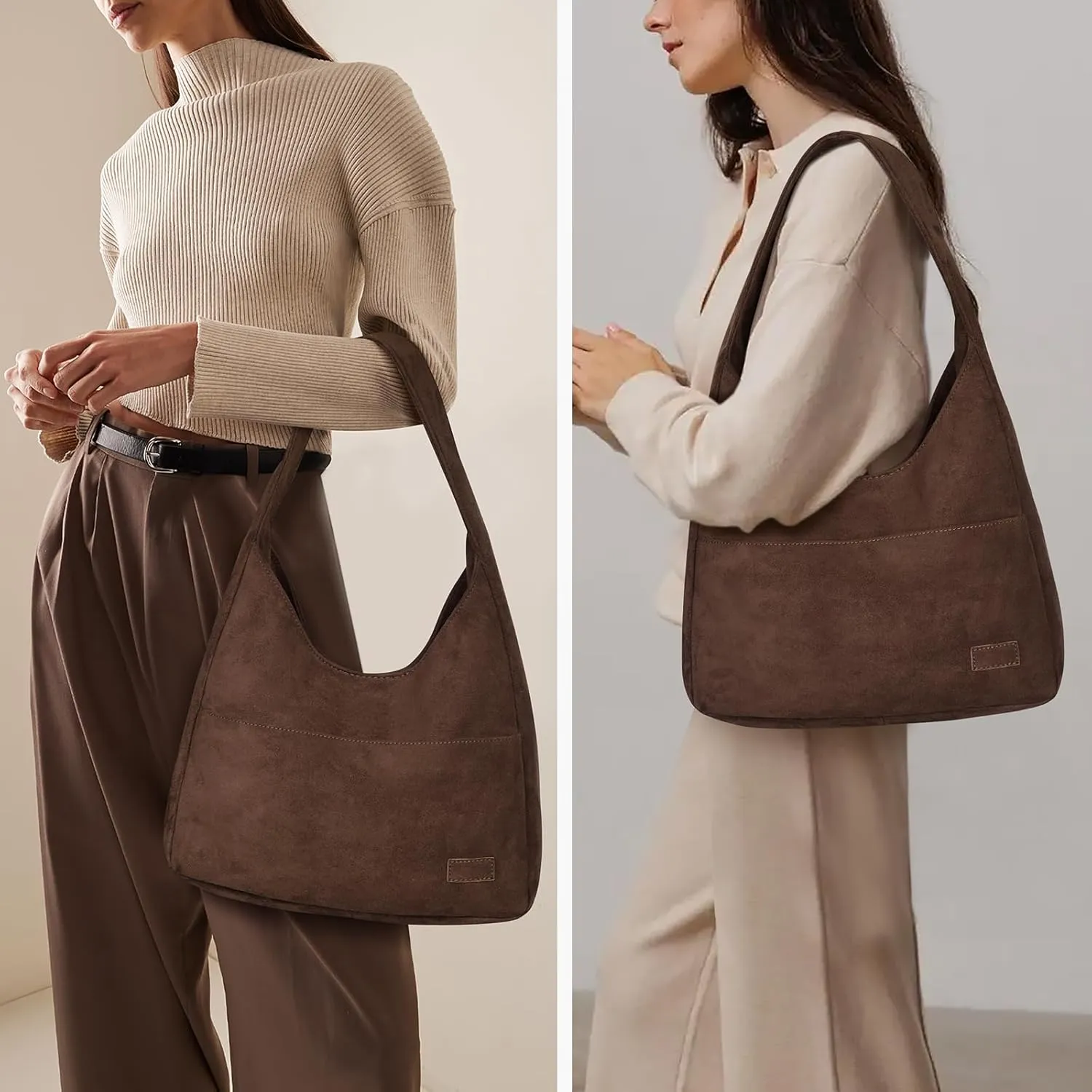 Suede Tote Bag for Women Brown Suede Bag 2024 Fall Suede Purse Slouchy Hobo Bag Work Tote Bag