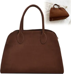 Suede Tote Bag For Women Brown Suede Handbag Fashion Retro Shoulder Satchel Bag For Work Travel Shopping