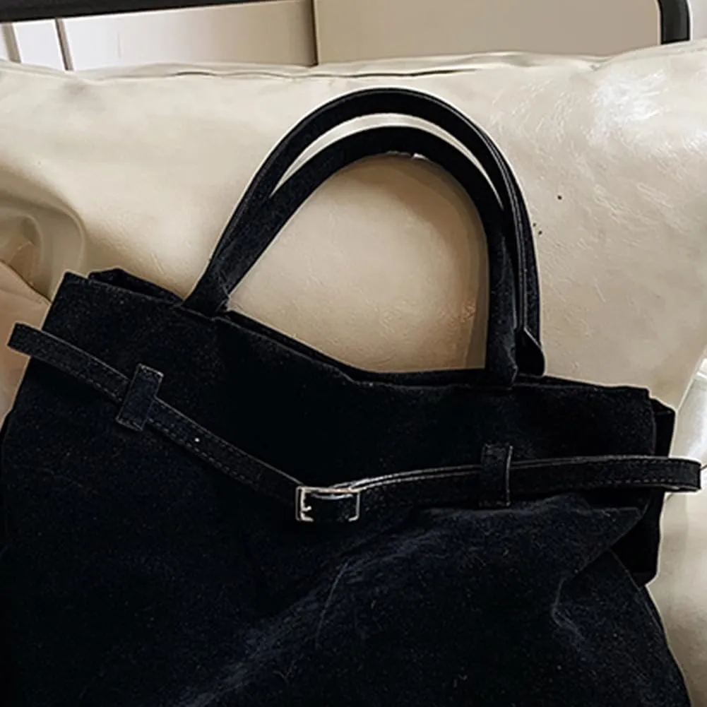 Suede Tote Bag for Women, Brown Suede Handbag Slouchy Hobo Bag Leather Purse Fall Winter Work Bag