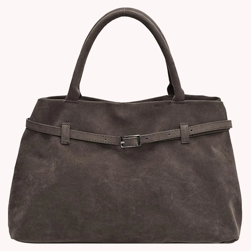Suede Tote Bag for Women, Brown Suede Handbag Slouchy Hobo Bag Leather Purse Fall Winter Work Bag