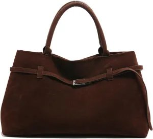 Suede Tote Bag for Women Brown Suede Handbag Slouchy Hobo Bag Leather Purse Fall Winter Work Bag