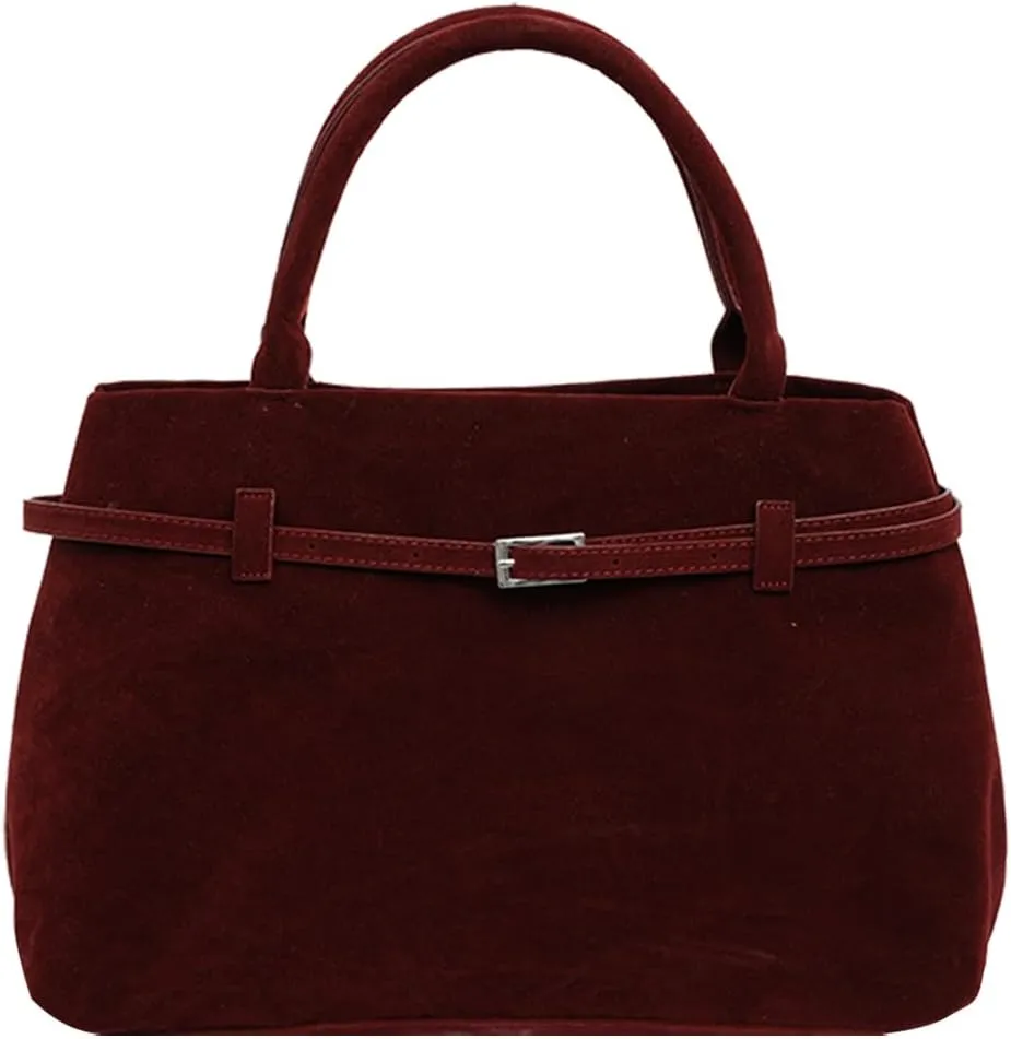 Suede Tote Bag for Women, Brown Suede Handbag Slouchy Hobo Bag Leather Purse Fall Winter Work Bag