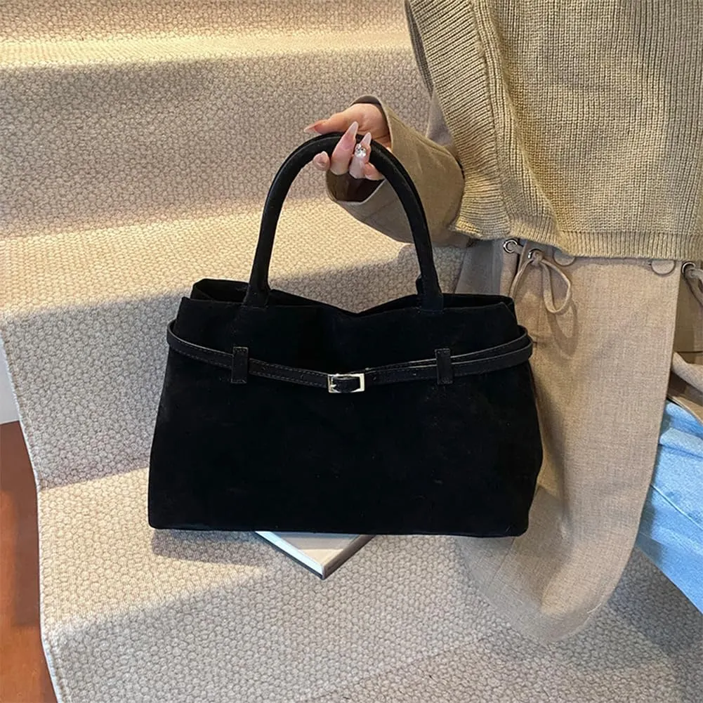 Suede Tote Bag for Women, Brown Suede Handbag Slouchy Hobo Bag Leather Purse Fall Winter Work Bag