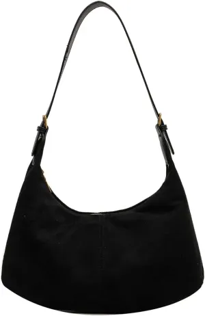 Suede Tote Bag for Women, Crescent Shoulder Bags Large Capacity Handbag Hobo Bag Autumn Leisure Lazy Crossbody Bag