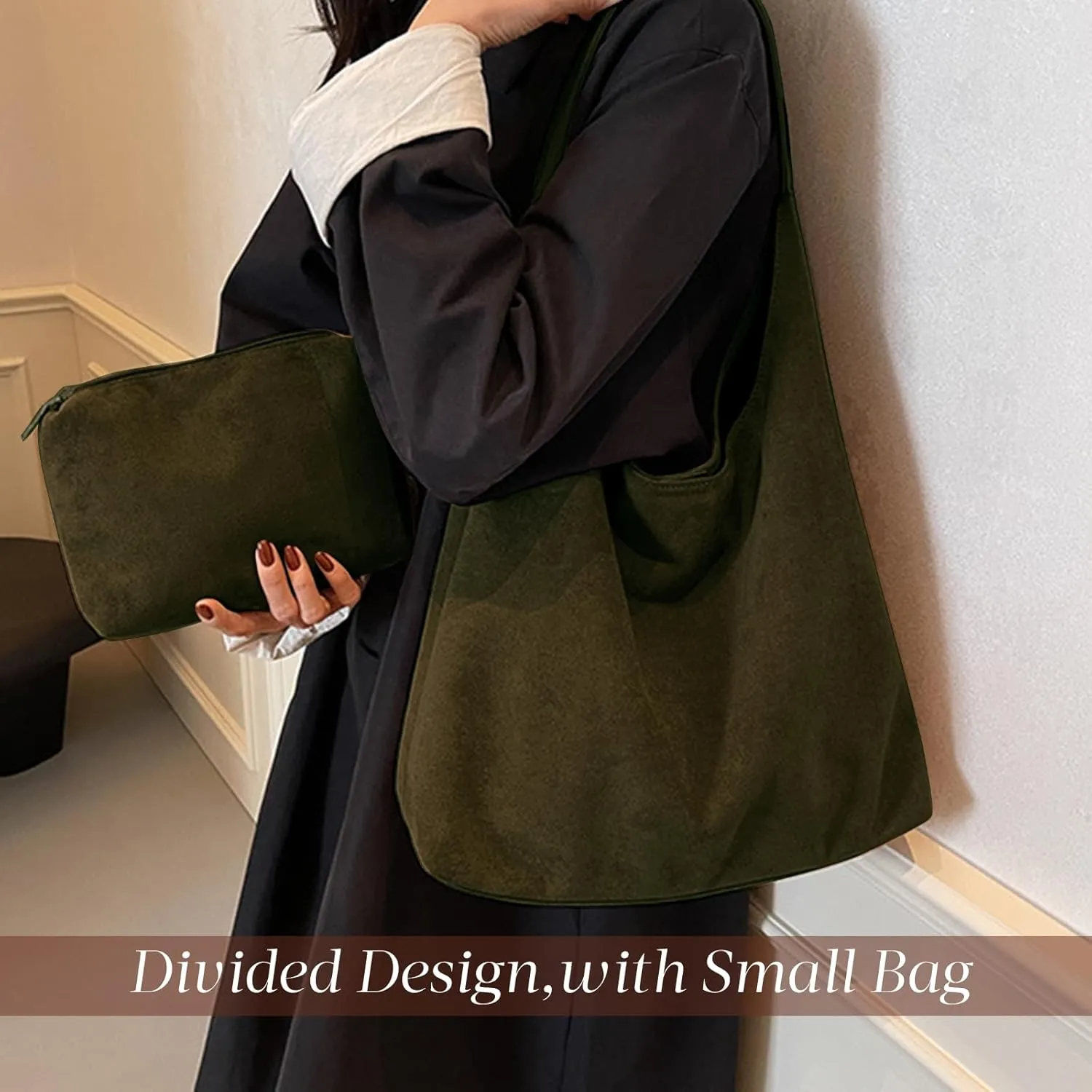 Suede Tote Bag for Women Hobo Bags Large Capacity Top Handle Bag Shoulder Bag,Premium Faux Suede Material