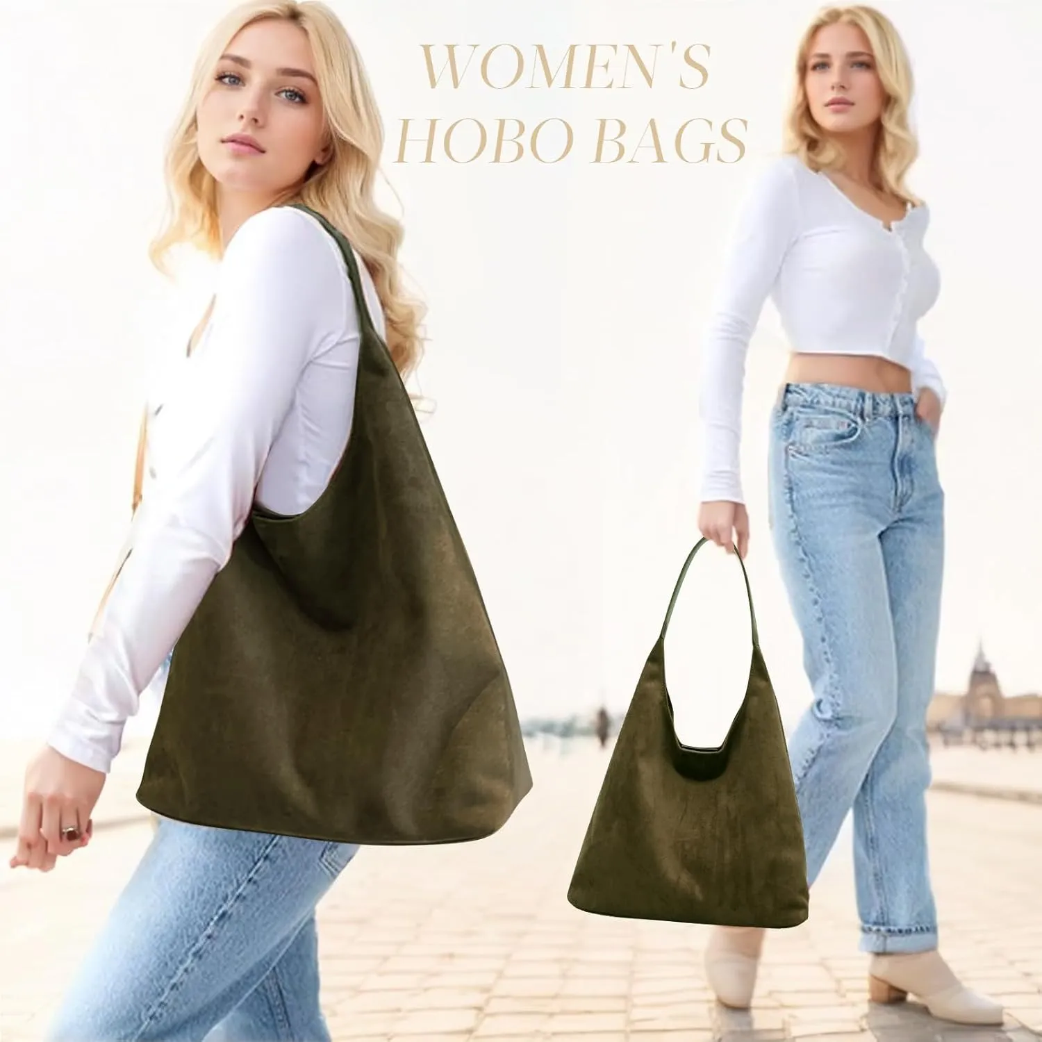 Suede Tote Bag for Women Hobo Bags Large Capacity Top Handle Bag Shoulder Bag,Premium Faux Suede Material