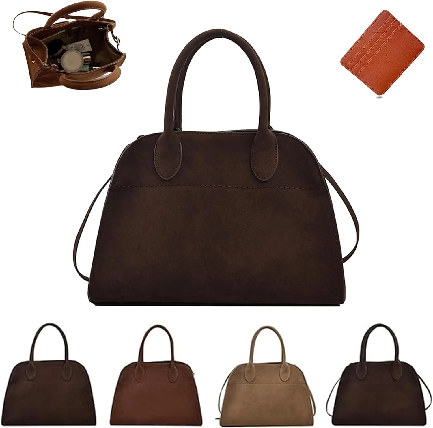 Suede Tote Bag for Women, Large Capacity Suede Tote Bag, Adjustable Strap Daily Sling Bag, Retro Shoulder Satchel Bag