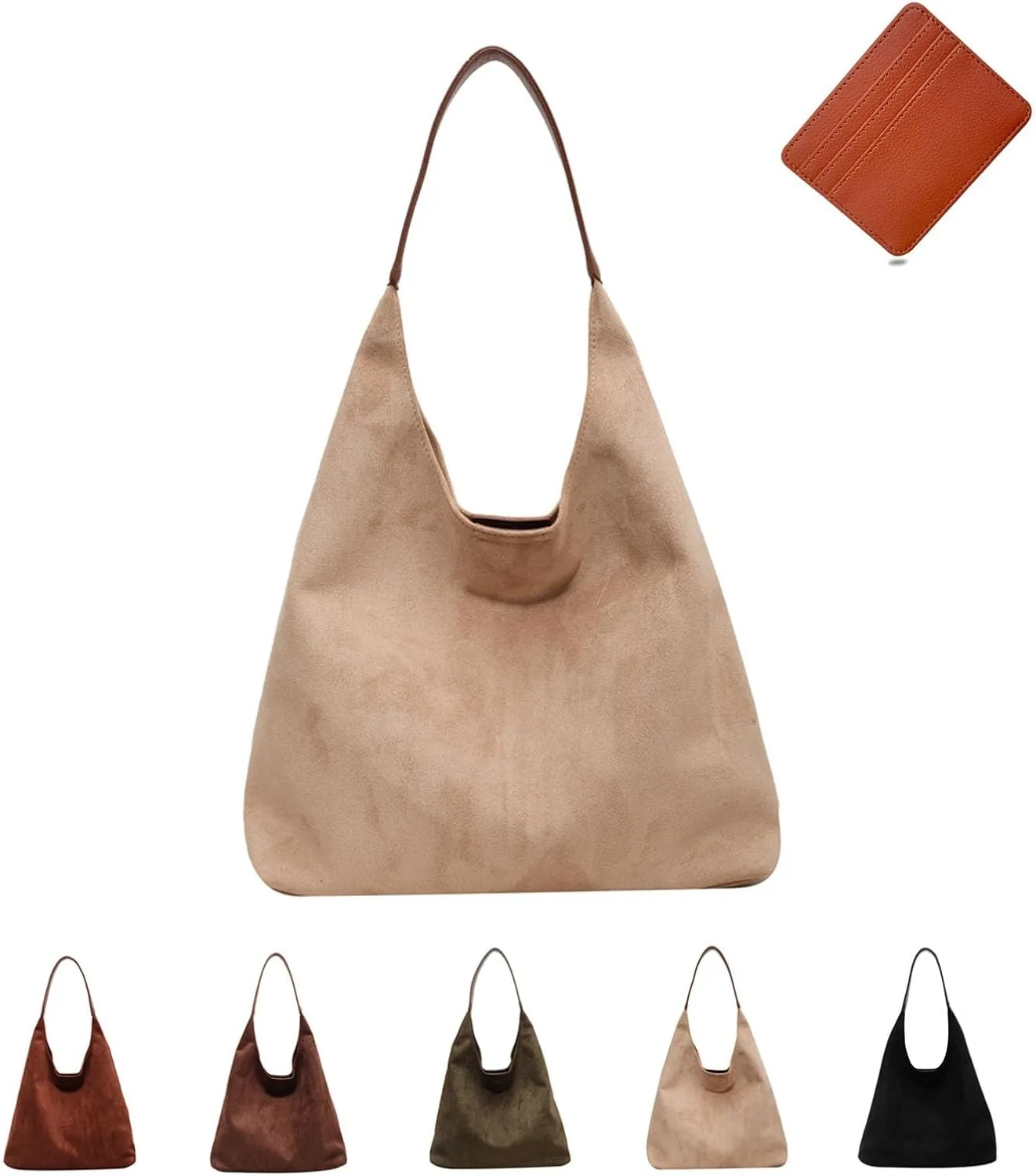 Suede Tote Bag for Women, Large Capacity Suede Tote Bag, Adjustable Strap Daily Sling Bag, Retro Shoulder Satchel Bag