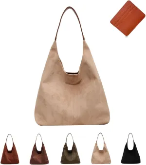 Suede Tote Bag for Women, Large Capacity Suede Tote Bag, Adjustable Strap Daily Sling Bag, Retro Shoulder Satchel Bag